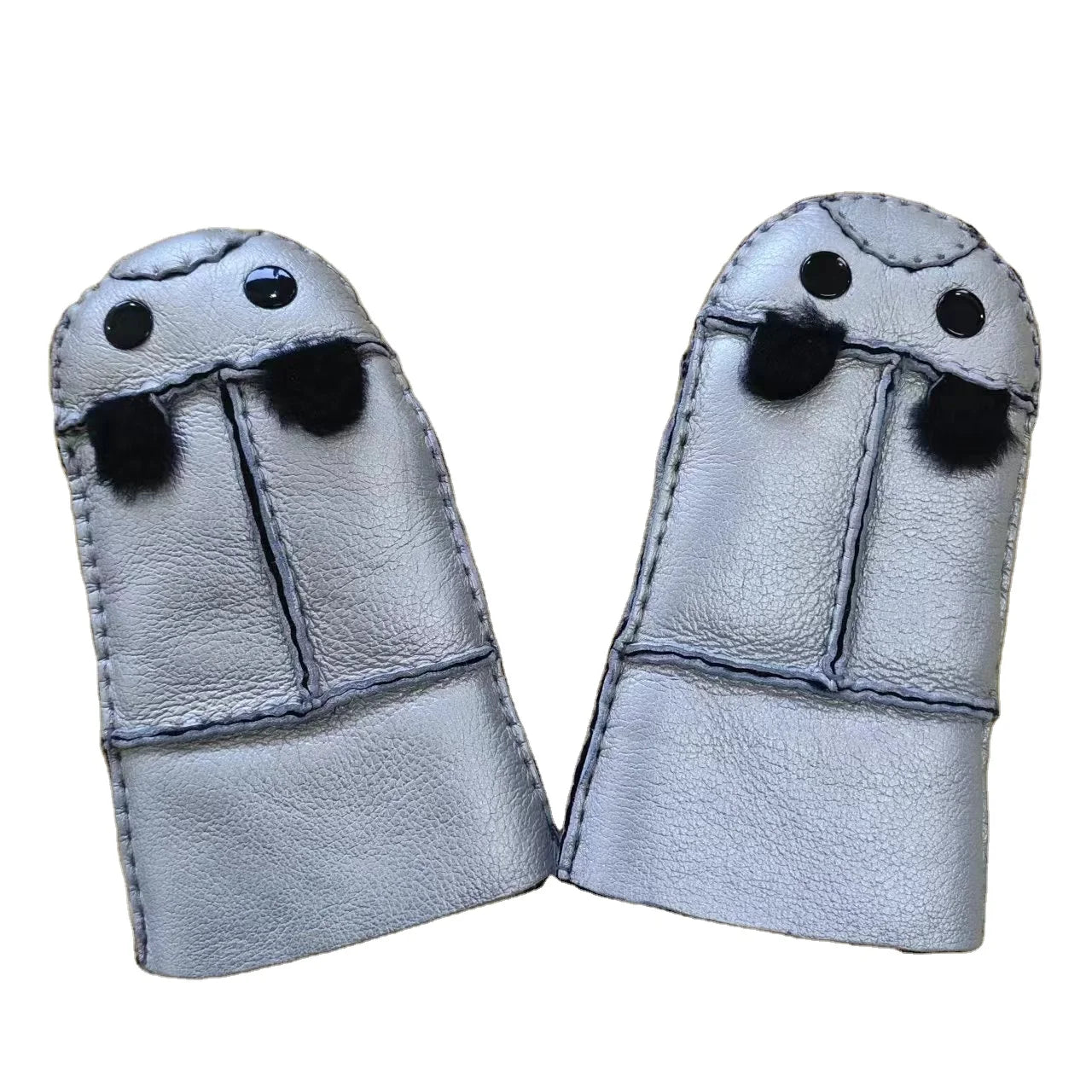 Sample Support Cute Children  Gloves Wholesale Double Face Sheepskin Leather Kids Gloves