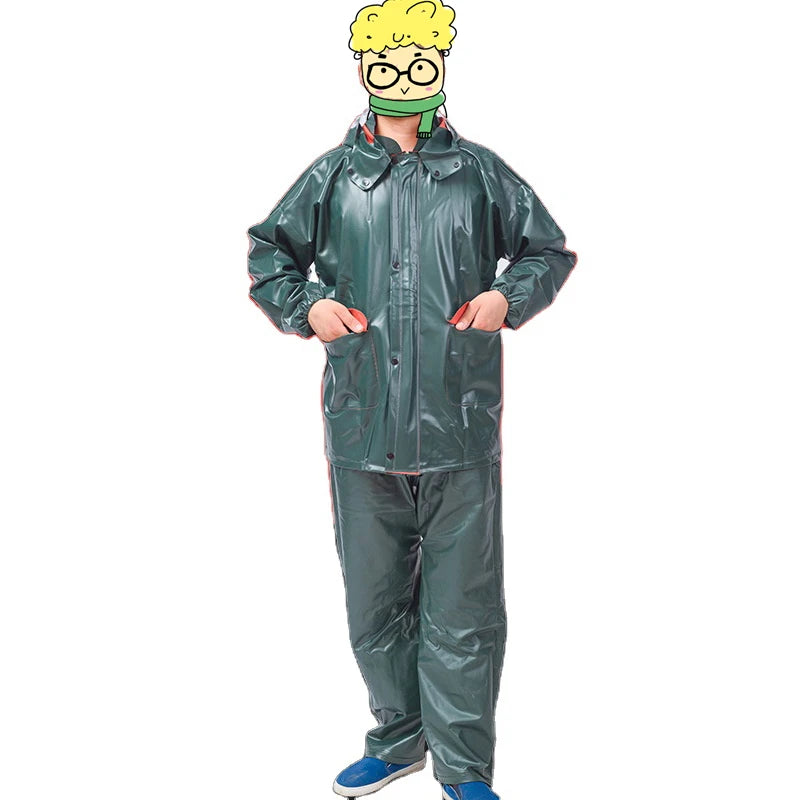 Wholesale PVC Laminated Adult Split Raincoat Durable Labor Protection Waterproof Rain Suit for Outdoor Tour Rainy Days