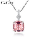 CZCITY Fashion New Emerald Cut Smoke Topaz S925 Sterling Silver Women Gemstone Necklace