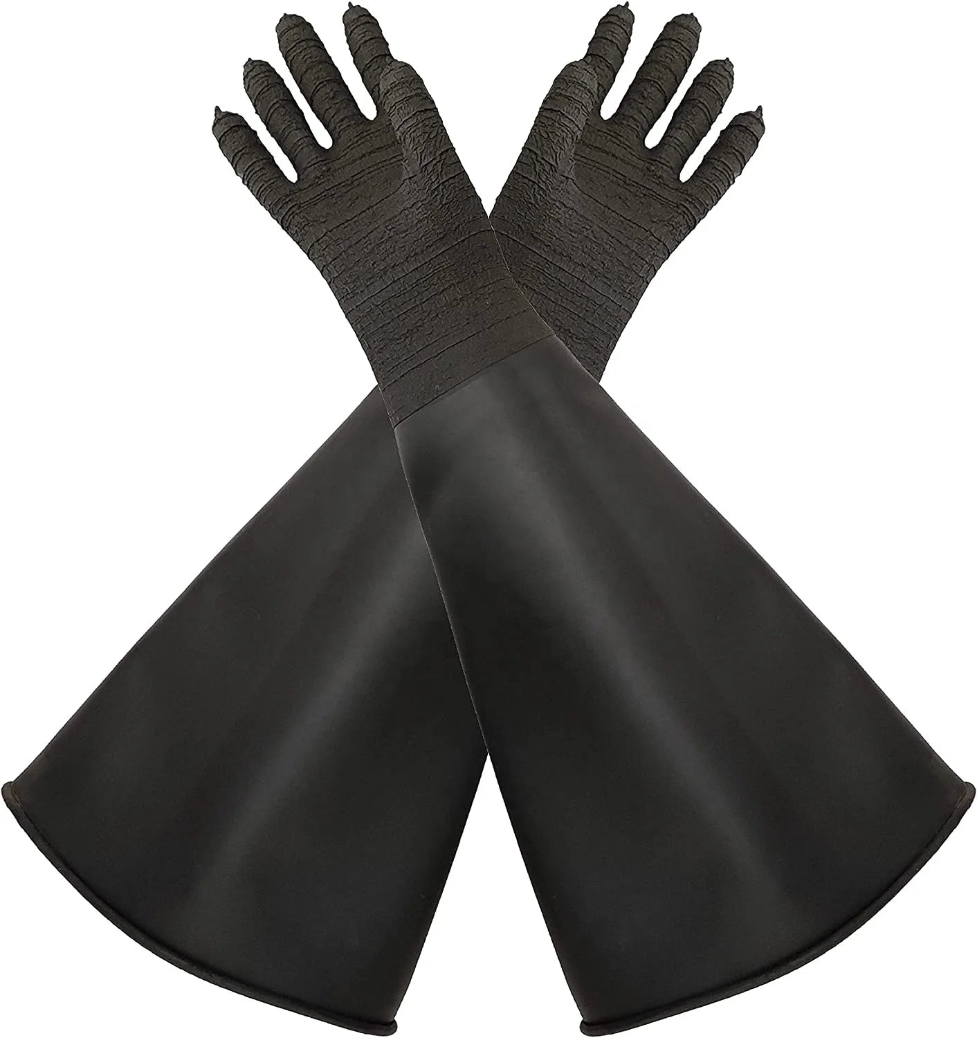 Pair of Sandblasting Gloves 25.2" 640mm Length Rubber Gloves for Sandblaster Cabinets Sand Blaster Gloves
