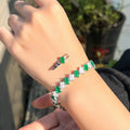 White Gold Color Square Shape Shiny Cubic Zircon Stone Green Tennis Bracelets for Ladies Party Fashion CZ Jewelry Accessories