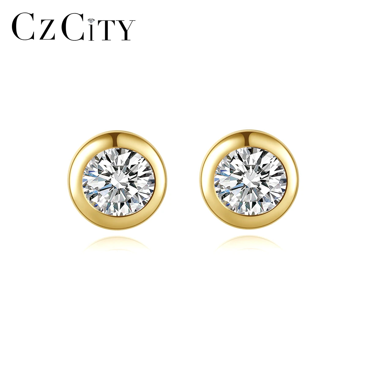 CZCITY 925 Silver Single Stone Earring Designs CZ Earrings Jewellery Wholesale Rhinestone Bridal 14K Jewelry