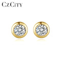 CZCITY 925 Silver Single Stone Earring Designs CZ Earrings Jewellery Wholesale Rhinestone Bridal 14K Jewelry