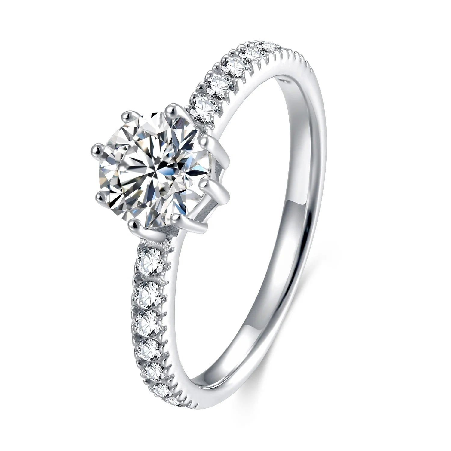OAHLAN Fashion 0.8CT Moissanite Silver Ring Fashion Statement Ring With Personalized Jewelry Gift for Wife