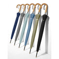 Customizable Logo Printing Auto-Open Windproof Straight Rain Umbrella with Wooden Handle High Density Pongee-Quality Umbrellas