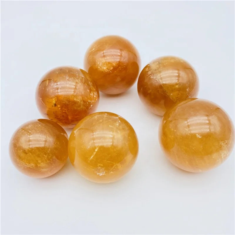 Wholesale Orange Honey Calcite Sphere Ball Healing Crystal Decoration
