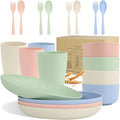 Eco-Friendly 20pcs Set Tableware Includes Bowl Cup Plate Fork Spoon Wheat Straw Dinnerware Cutlery Set