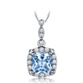Germany Spain Mexico Ladies Girl Jewelry 925 Sterling Silver Pendant Fashion Blue Gemstone Diamond Necklace Wholesale