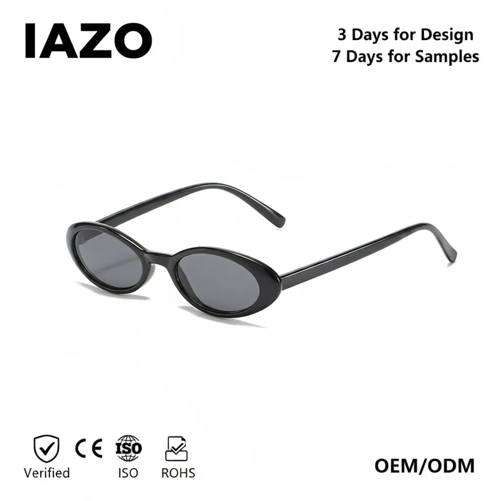 3035 Unisex Small Frame Sunglasses Fashionable Oval Frame Glasses in Black White Purple Silver for Men and Women