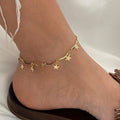 Fashion Trendy Korean Brass Alloy Five Point Star Charm Dangles Anklet Bling Foot Ankle Bracelet Jewelry