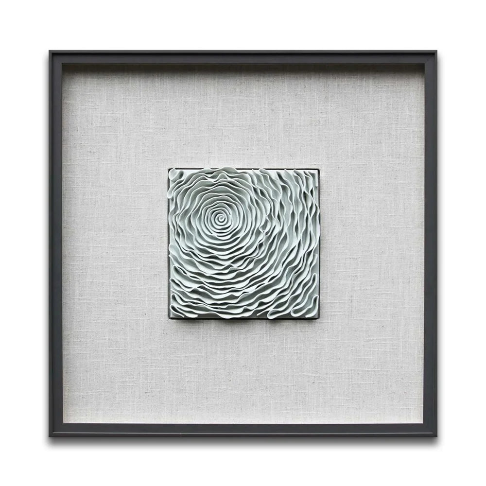 Wholesale Porcelain Artwork Flower Refractory Ceramics 3D Wall Art With Solid Wood Frame