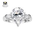 MSR-249 Messi Jewelry PT950 Three Stone 5ct Pear Shape Moissanite Ring MegaBDM