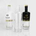 In Stock 750ml Hot Sale Glass Whiskey Bottle with Printing Hot Stamping with Electroplating Cap