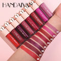 HANDAIYAN 8 Colors Velvet Matte Lipgloss Non-stick Cup Vegan Shimmer Long-lasting Liquid Lipstick Cosmetics