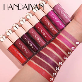 HANDAIYAN 8 Colors Velvet Matte Lipgloss Non-stick Cup Vegan Shimmer Long-lasting Liquid Lipstick Cosmetics
