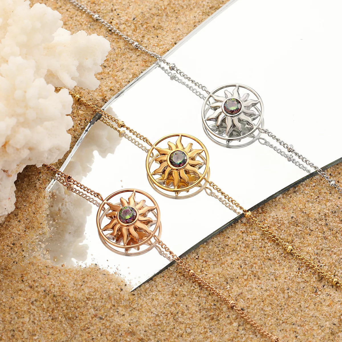 Hot Selling Jewelry Stainless Steel Shell Material Mustard Seeds Pendant Necklaces Earring Bracelets