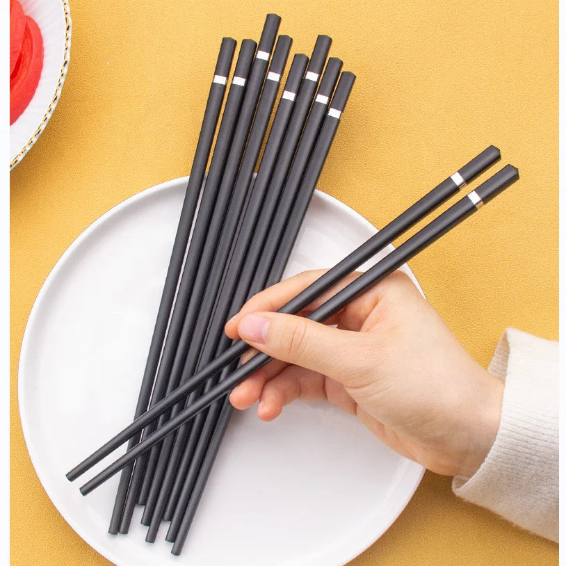 2026 Good Quality Dishwasher Safe Customized Metal Gold and Silver Banner Sets Fiberglass Chopsticks 24cm