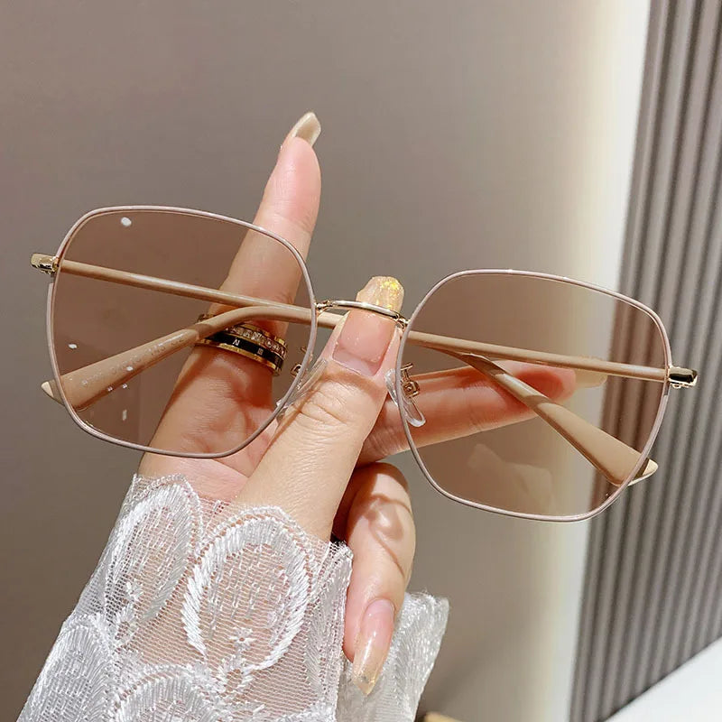 2025Jiuling Eyewear Personality Marble Classic Transparent Frame Photochromic Lens Metal Square Eyeglass Frame Optical
