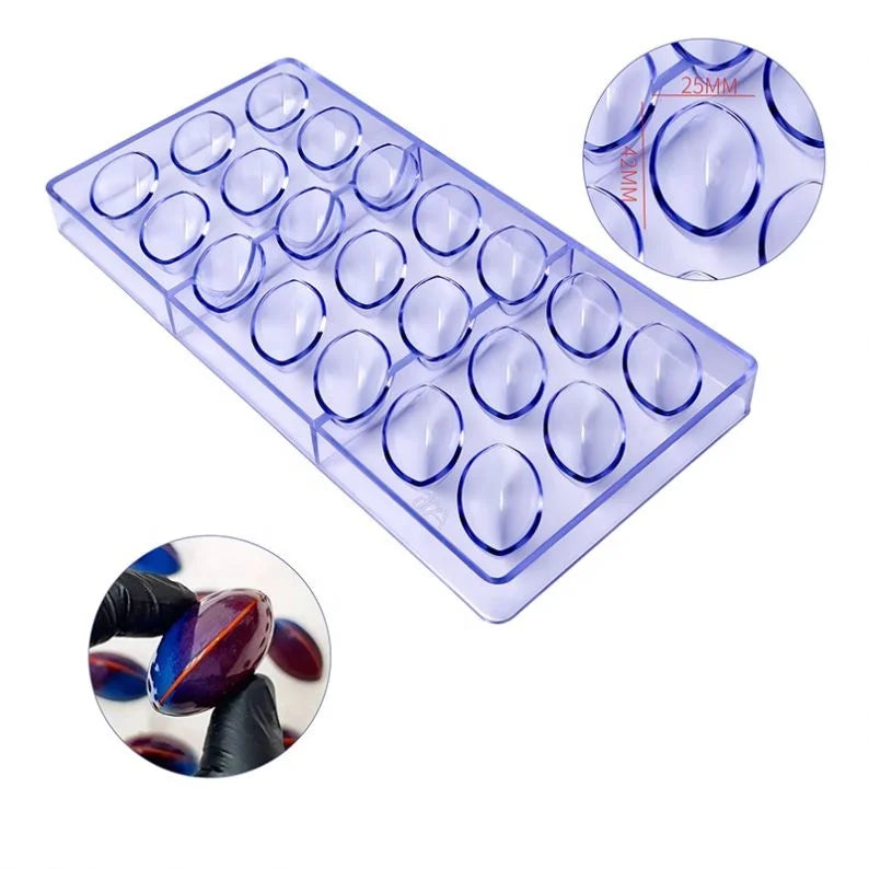 Oval Shape 21 Cavity Fondant Cake Candy Moulds 3D Clear Plastic Chocolate Mold for Baking