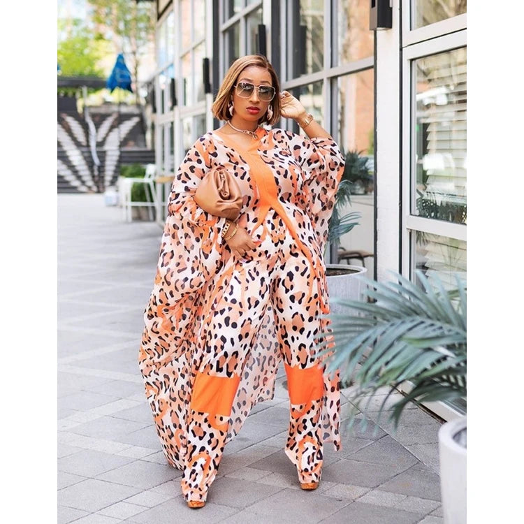 AliExpress African Dresses Fashion Chiffon Digital Print Wide Leg Pants Two Piece Set
