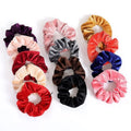 Factory Direct European American Style Black Velvet Hair Scrunchies with Pocket Fabric Cremallera Hair Accessories Wholesale