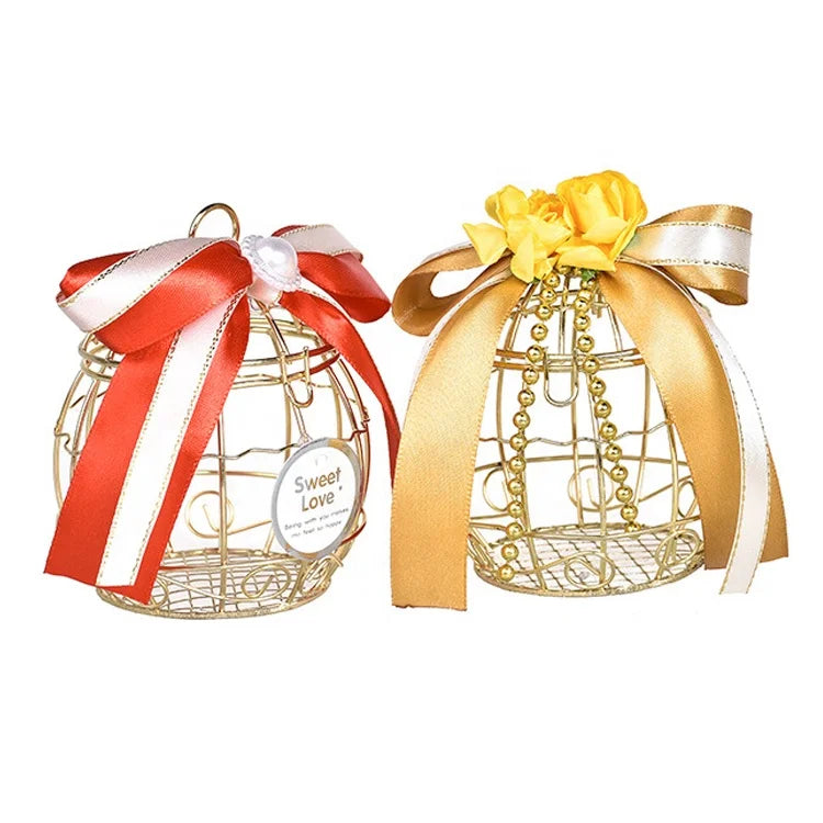 Ready to Ship Cage Design Wedding Gift Boxes Candy Packaging Box with Ribbon
