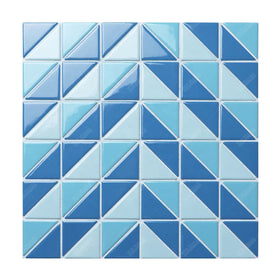 Commercial Hotel Villa Architecture Project Triangle Shape Chevron Pattern Blue Mixed Ceramic Aqua Mosaic Swimming Pool Tile