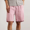 Custom Straight Leg Breathable Pleated Drawstring Bermuda Linen Shorts for Men
