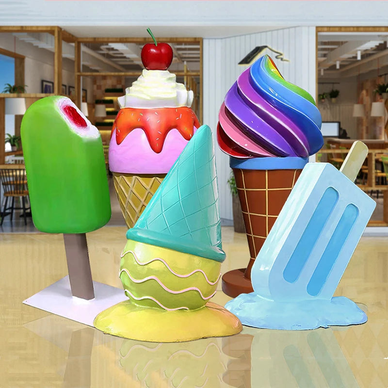 Christmas Candyland Decorative Party Rental Props Giant Resin Donuts Macaroon Prop Fiberglass Candy Lollipop Ice Cream Sculpture