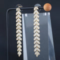 Fashion Trend 2025 18K Gold Plated Bling Zirconia 3inch Long Chain Dangling Hypoallergenic Earrings Women