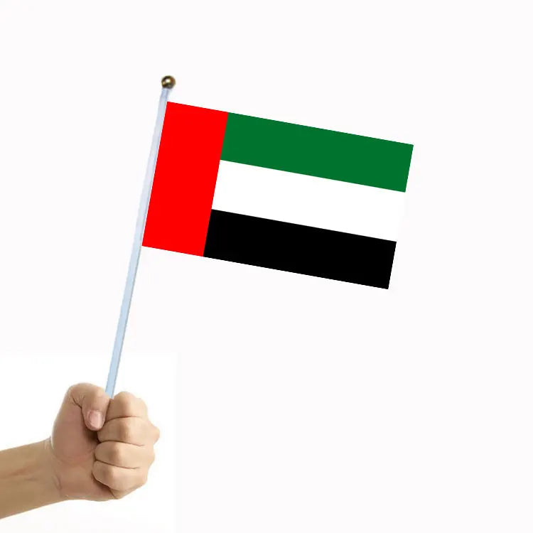 Custom UAE Hand Mini Banner Flag Wholesale Campaign Hand Held Flags Football Sports Fans Mini Flags