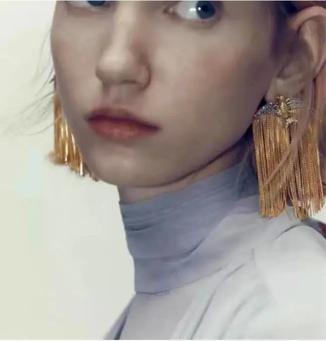 ZA Metal Cute Bird Animal Tassel Earrings Women's Classic Vintage Dangle Earrings Banquet Jewelry Accessories Earrings for Women