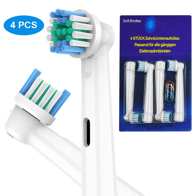 Factory Direct Sale Wholesale Customized Replacement Electric Toothbrush Heads IPX7 Waterproof Dupont Nylon Bristle 4-Piece Oral