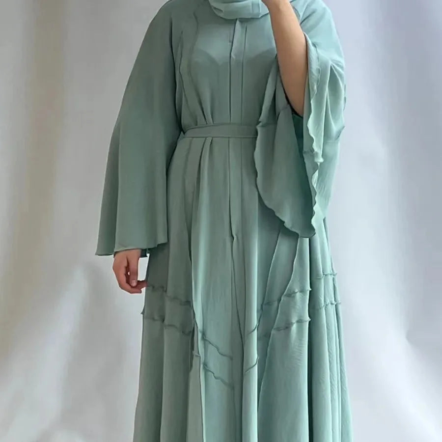 Wholesale 2024 Designs Islamic Muslim Dubai Qatar Rhinestones Abaya Dubai Rayon Abaya With Belt