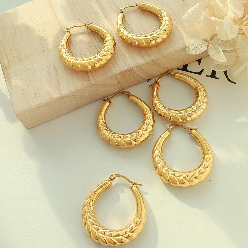Fashion Jewelry Trendy Custom Gold Plated Stainless Steel Hoop Earring Earings for Women 2021