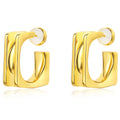 2023 New Simple Anti Allergic Ear Needle Brass 18k Gold Plated Stereo Geometric Square Hoop Earrings