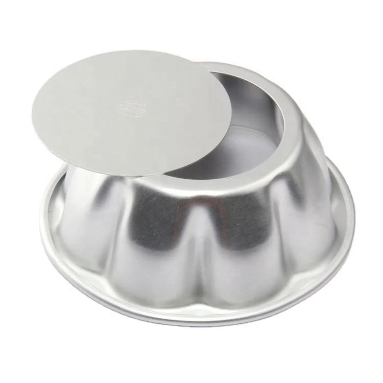 6 Inch Aluminum Fluted Design Round Chiffon Cake Baking Pan with Removable Loose Bottom Bakeware for Oven