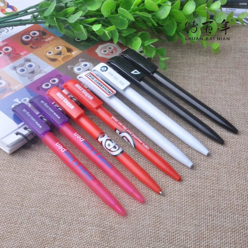 Hot Selling Stylo Logo Plastic Twist Ballpoint Pen Cheap Promotional Item with Big Clip