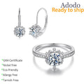 Wholesale 1CT VVS1 GRA Moissanite Jewelry Sets Luxury 925 Silver Sparkly Moissanite Engagement Rings and Earrings Set for Women MegaBDM