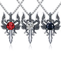 Wholesale New Personalized Double Dragon Ruby Cross Necklace for Men and Women Trendy Stainless Steel Link Chain
