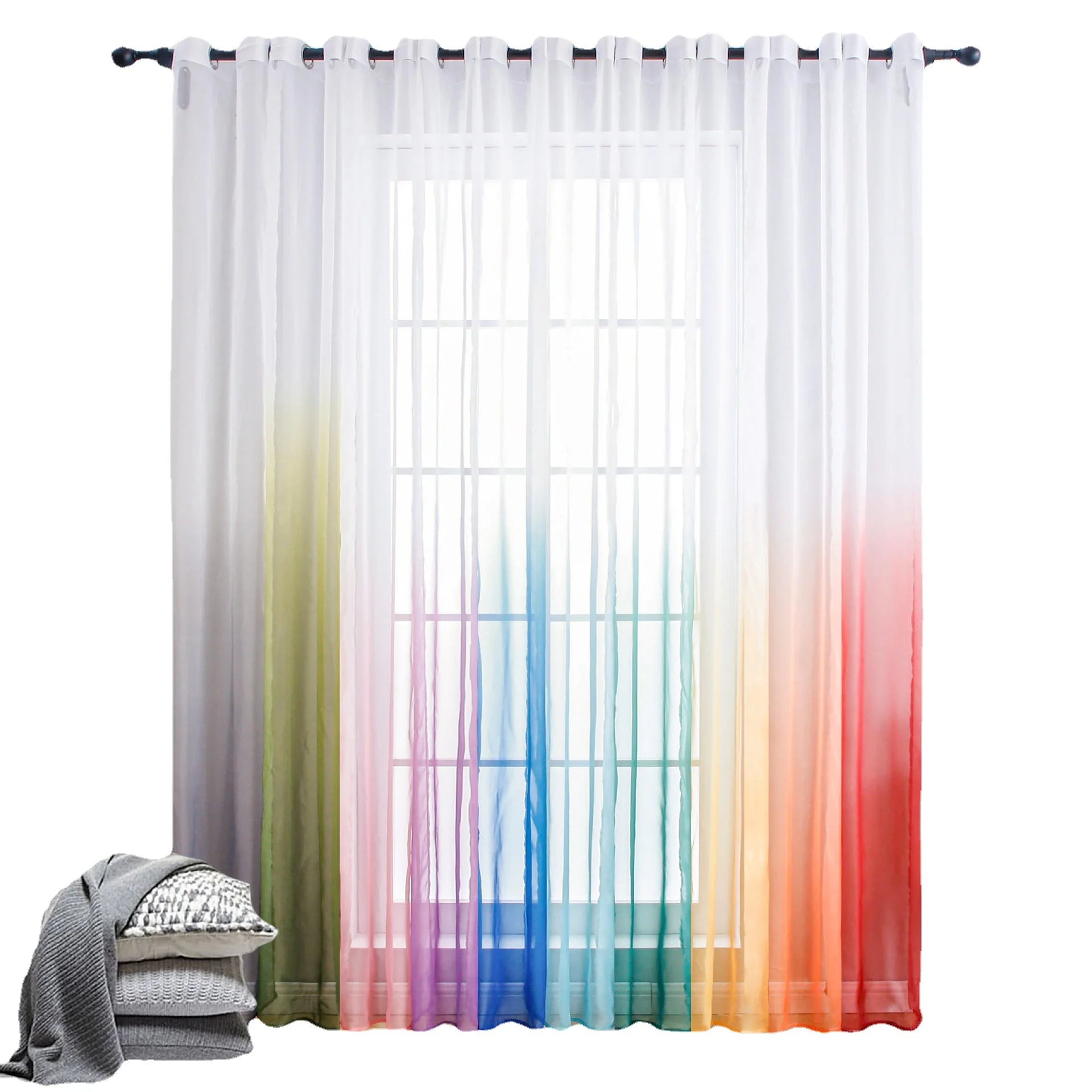 Manufacturers Direct Sales Modern Style Pleated Pattern Window Gauze Living Room French Window Finished 100% Polyester Curtain