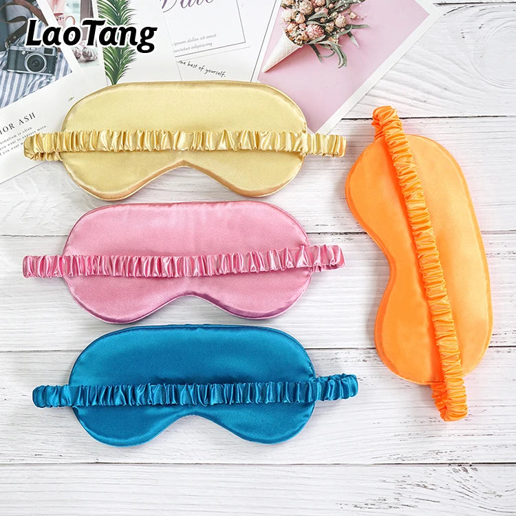 Promotion Private Label Custom Logo Eyemask Cheap Luxury Hotel Travel Gift Soft Silk Satin Eye Sleeping Mask With Elastic Band