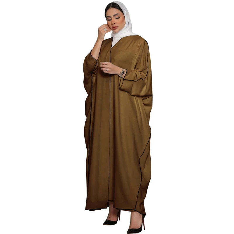 Turkish Stitching Open Kimono Cardigan Dubai Eid Muslim Fashion Abaya Dress Polyester Arabic Robe Islam Kaftan Femme for Women
