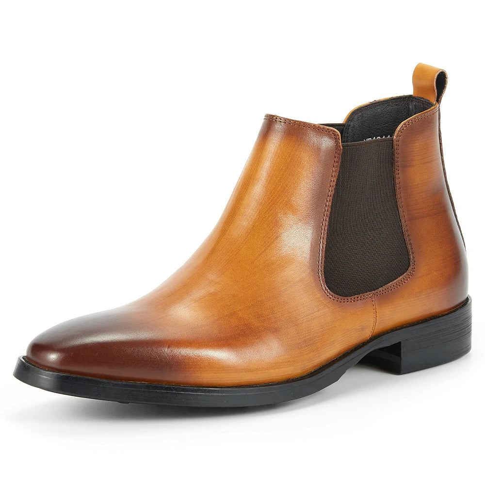 Manufacturing Production Claf Leather Chelsea Boots Slip on Ankle Boots Chaussures Pour Hommes Motorcycle Boots Shoes Stock Men