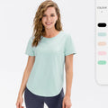 Women Sportswear Quick Dry Yoga Tops Round Hem Gym Running Stretch Fitness T Shirt for Women
