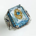 Europe and the United States Cross-border Jewelry Men's Retro square Jewel Ring Punk Hip Hop Personality Hipster Ring