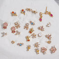 Dainty Butterfly Ice Cream Flower Colorful 18K Gold Hypoallergenic Cute Enamel Crystal Stud Earrings Set