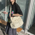 Custom Logo Large Capacity Canvas Shoulder Bags Solid Soft Denim Leisure Summer Student Messenger Bag Travel Bag for Women