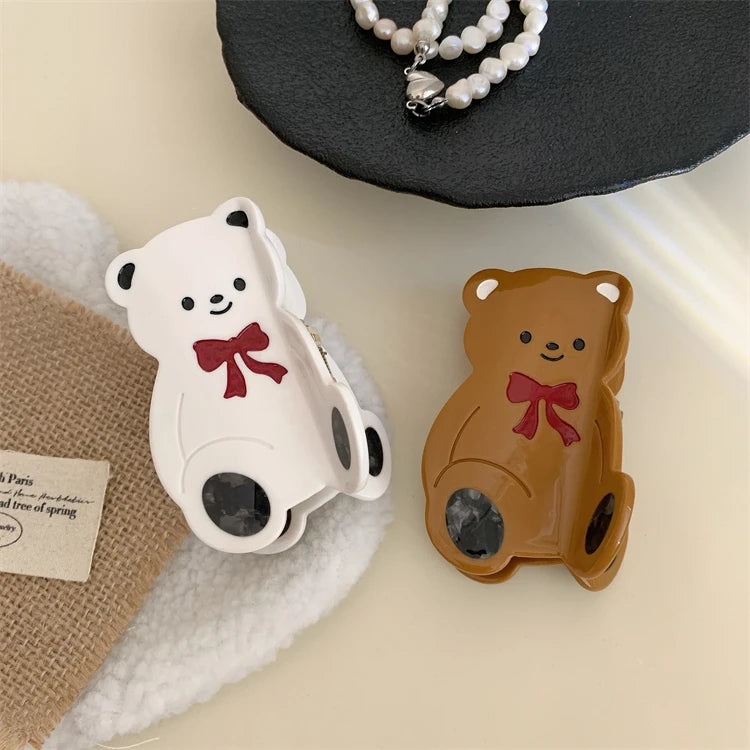 Cartoon Bear 2024 New Popular Design Sweet Cute Cellulose Acetate Women Hair Claw Clip Wholesale