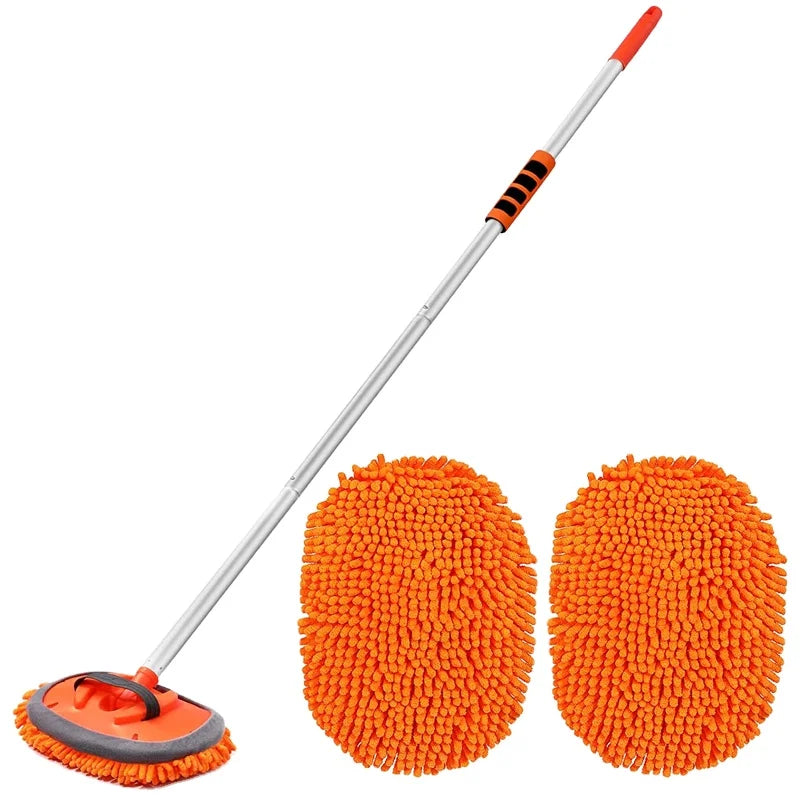 Car Cleaning Supplies Kit Car Wash Brush Mop Kit with Long Handle 1 Chenille Scratch-Free Replacement Head